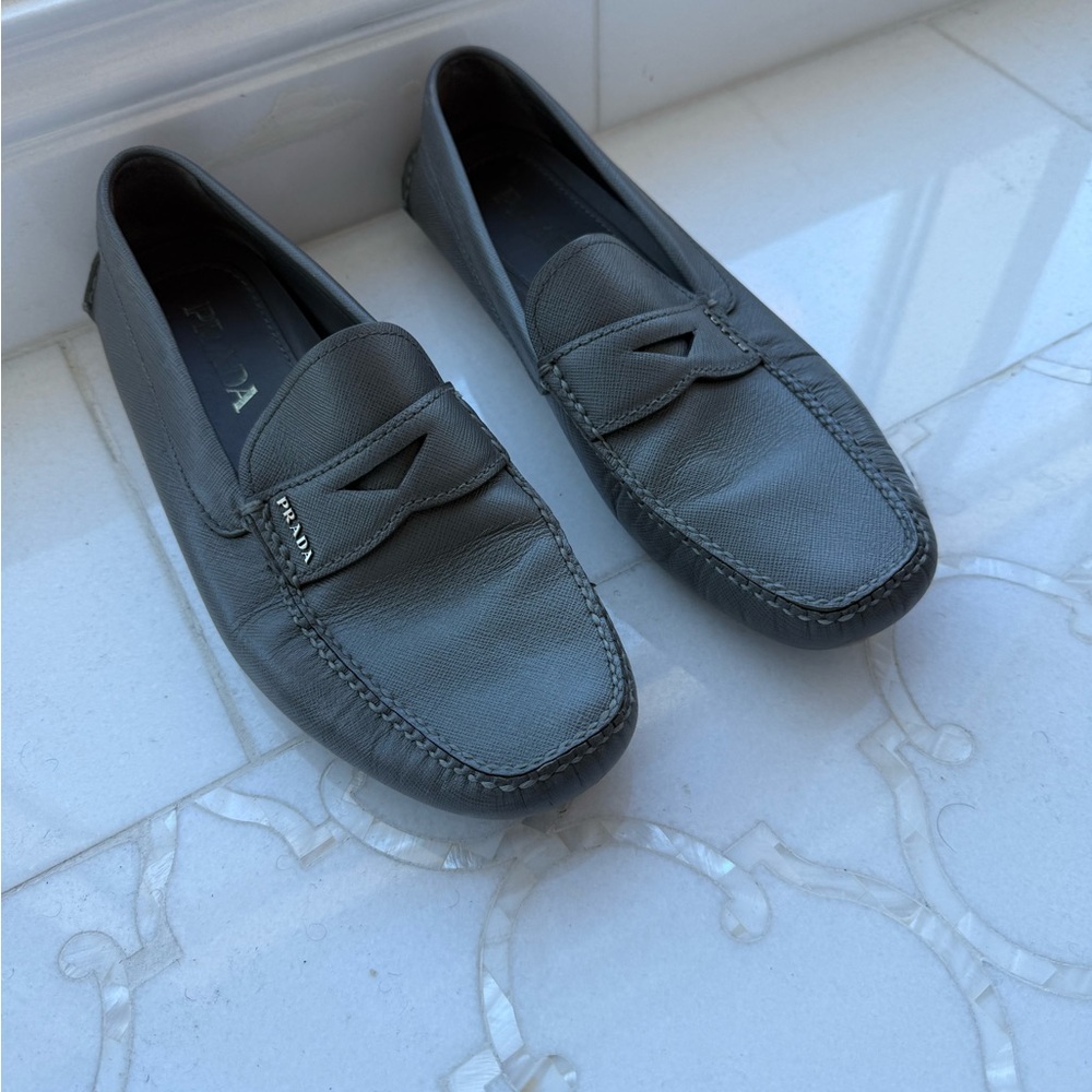 Prada Men's Slate Gray Loafers - Picture 2 of 8